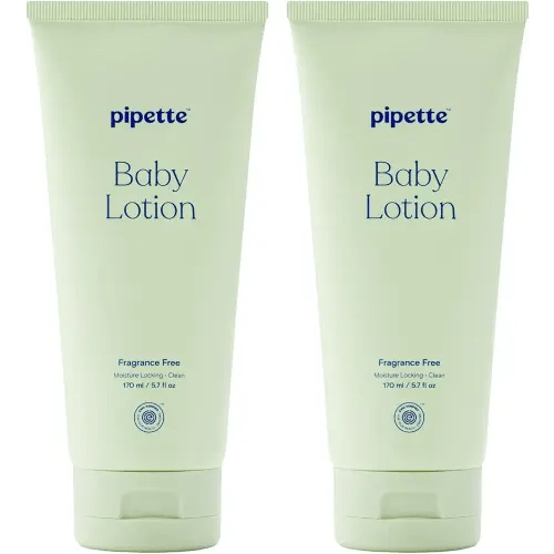 Pipette Baby Lotion, Fragrance Free, 5.7 fl oz (Pack of 2), Unscented Baby Lotion for Newborn, Sensitive Skin, and Kids, Non-Toxic and Hypoallergenic, Made with Ceramides