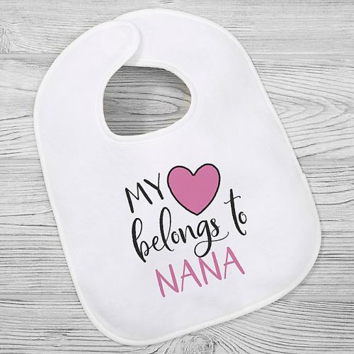 "My Heart Belongs To" Heart Bib in White