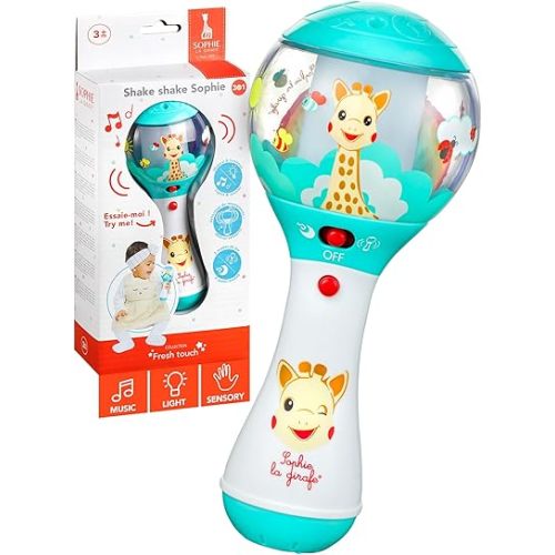Sophie la girafe Shake Shake Rattle | Fun & Easy to Grasp Rattle with a Motion Detector | 4 Different Musical Modes for Playtime & 6 Melodies to Soothe Baby to Sleep