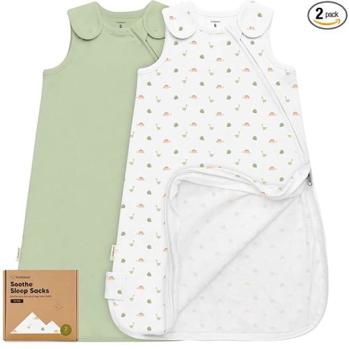 2-Pack Organic Baby Sleep Sacks, 100% Cotton - Soft & Breathable 0.5TOG Baby Wearable Blanket, Toddler Sleeping Sack 0-6 Months, Easy to Wear Transitional Swaddles for Newborns, Infants(Roarsome, S)
