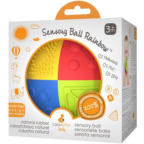 caaocho Pure Natural Rubber Sensory Ball Rainbow 3" - Sealed Hole, BPA Free Baby Ball Toy, for Sensory Play, for Sensory Development, Hole Free Baby Toy, Perfect Bouncer, Without Hole