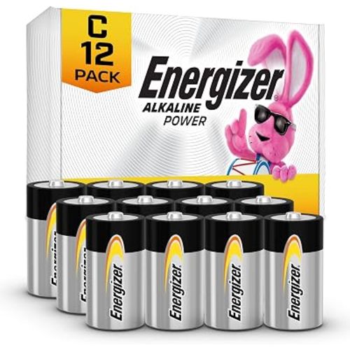 Energizer Alkaline Power C Batteries (12 Pack), Long-Lasting Alkaline C Cell Batteries