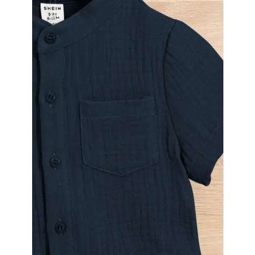 2pcs Baby Boy Black Soft Comfortable All-Match Casual Short Sleeve Polo Shirt And Shorts Set, Suitable For Outings, Banquets And Parties, Summer | SHEIN USA