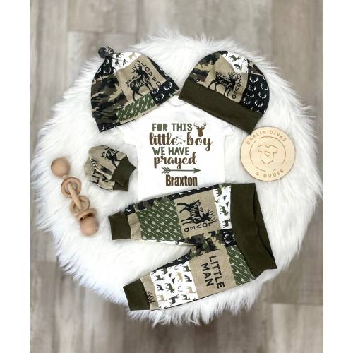 Camo Baby Boy Coming Home Outfit: Personalized Newborn Set