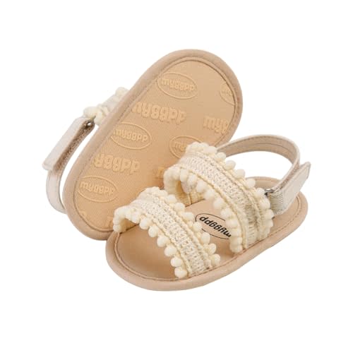 COSANKIM Infant Baby Girls Summer Sandals with Flower Soft Sole Newborn Toddler First Walker Crib Dress Shoes