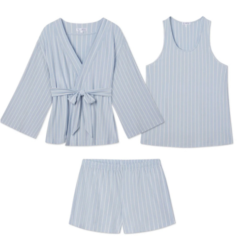 LAKE | Women | DreamModal® Pajamas | Kimono Shorts Bundle in Fog Vertical Stripe