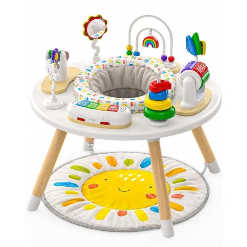 Little Acorn, 4-in-1 Baby Activity Center | Montessori-Inspired Design | 8 Interactive Toys | Tummy Time, Exersaucer & Toddler Table | Shower Gift | Essential (Sun)