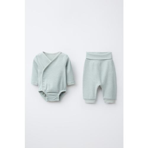 STRIPED SAORUEL BODYSUIT AND PANTS SET - Greenish | ZARA United States