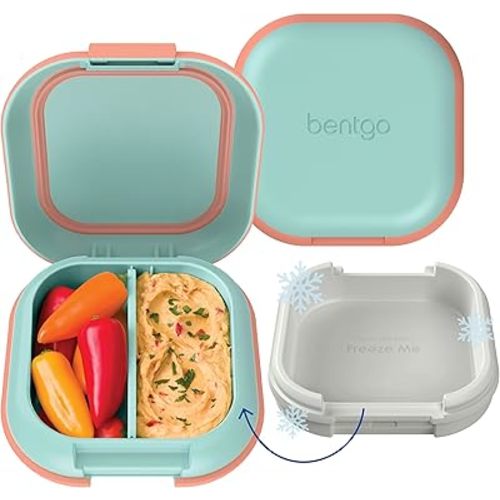 Bentgo Chill Mini Leak-Proof Lunch Box – Built-In Ice Pack Keeps Food Cold, 2.7-Cup Capacity for Snacks or Sandwich, 3 or 4 Compartments, PFAS & BPA-Free, Ideal for Adults & Kids 3+ (Seaside Papaya)
