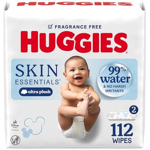 Huggies Skin Essentials Baby Wipes, Hypoallergenic, 99% Water, 10 Flip Top Packs (560 Wipes Total)