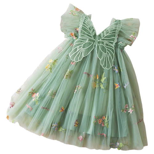 Cathalem Girls' Dresses Toddler Girls Embroidery Applique Sleeveless Dresses (Green,6-12 Months)
