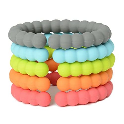 Chewbeads - Silicone Baby Links, Multi Use Baby Toy Rings - Attach Toys & Teethers to Stroller, Car Seat & More - Medical Grade Silicone, BPA Free & Phthalate Free - Includes 5 Colorful Baby Rings - Multicolor