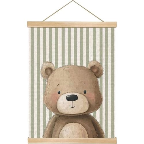 You found a duck Cute Little Bear Wall Art Decor, Nordic Woodland Animal Wall Hanging Decor for Nursery,Classroom, Playroom, Soft Neutral Animals Poster for Toddler Bedroom 14x18.5Inch