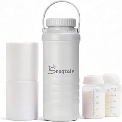 22oz Portable Breast Milk Cooler Bottle – Milk Cooler for Breastmilk, 24H+ Cooling, with 2 BPA-Free Bottles with Measurement Marks, Travel Essential for Outdoor Breastfeeding & Pumping