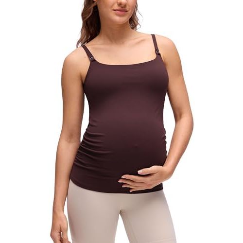 CRZ YOGA Butterluxe Maternity Clip Down Nursing Tank Tops - Adjustable Straps Womens Pregnancy Casual Cami Shirt Built in Bra