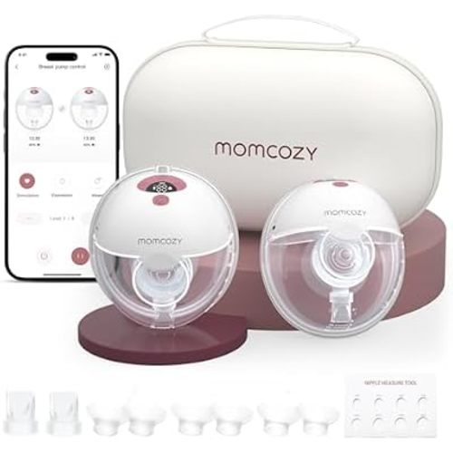 Momcozy M5 Smart APP Controlled Wearable Breast Pump, 2-Pack Cozy Red