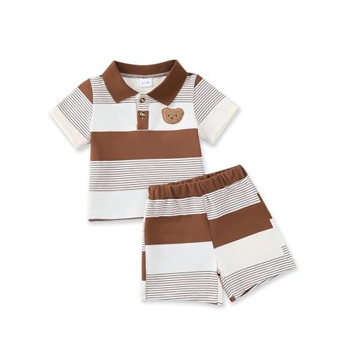 NZRVAWS Toddler Baby Boy Clothes 3 6 9 12 18 Months 2 3T Summer Spring Polo Shirt Shorts Sleeves Set Button Outfits 2 PCS