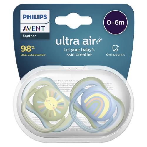 Avent Ultra Air Soother 0-6 Months Deco Mixed 2 Pack