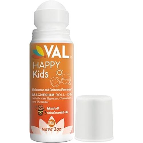 VAL Magnesium Roll-On for Kids | Gentle Zechstein Magnesium Chloride | Relaxation for Daytime & Bedtime | Calm & Mood Support | with Chamomile, Shea Butter & Essential Oils | USA Made | 3oz