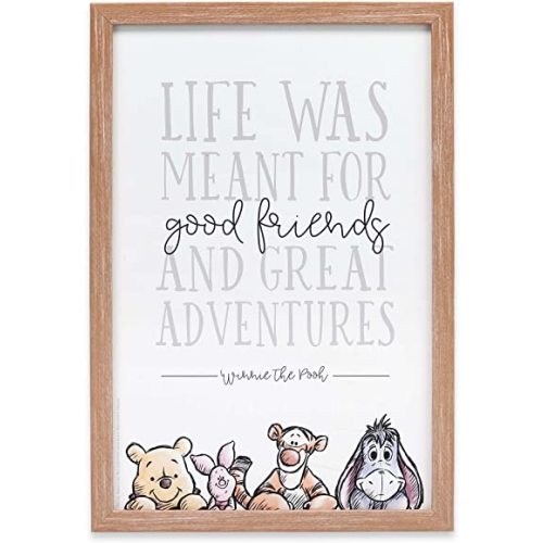 Disney Winnie the Pooh Good Friends and Great Adventures Framed Wood Wall Decor - Cute Winnie the Pooh Picture