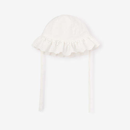 Eyelet Lace Ruffle Sunhat WHITE / 3-9M