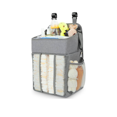 Maliton Changing Table Diaper Organizer - Baby Hanging Diaper Stacker Nursery Caddy Organizer for Cribs Playard Baby Essentials Storage - Hold 52+ Diapers - 18.5" x 10.5" x 8" (Gray)