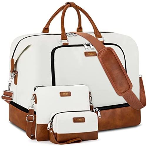Travel Weekender Bag for Women, 21" Overnight Bag with Shoe Compartment 50L Large Travel Duffel Bag Carry On Tote for Weekend, Overnight, Business Trips, Water Resistant