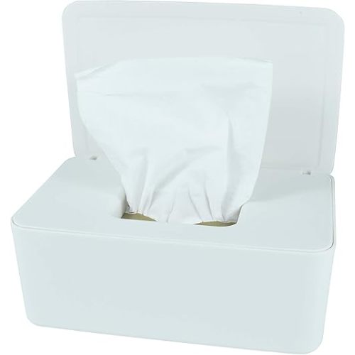Diaper Wipes Dispenser, Tissue Storage Box Case (White)