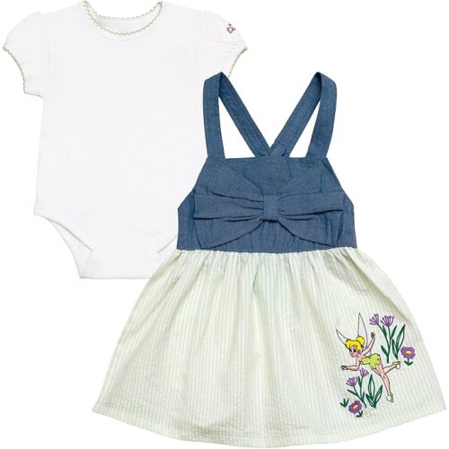 Disney Baby Girls Bodysuit and Square Neck Dress Outfit Set Newborn to Infant Sizes (Newborn - 24 Months)