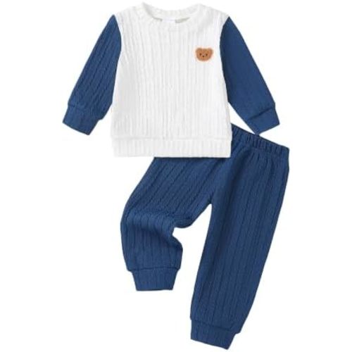 Renotemy Toddler Baby Boy Clothes Kint Sweatshirt and Pants Outfits 0M-3T