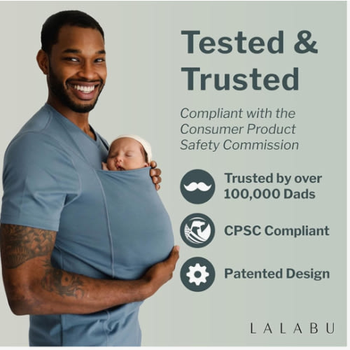 Lalabu The Dad Shirt | Hands-Free Baby Carrier for Dad with Kangaroo Pouch | Engineered for Bonding, Safety, & Comfort for Newborns Up to 15 Lbs. | CPSC Compliant - Black - XL