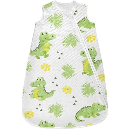 vvfelixl Crocodiles Alligators Palm Leaves Baby Sleeping Bag Toddler Sleep Sack Baby Wearable Blanket Sleep Suit for Infant Newborn Baby 0-6 Months