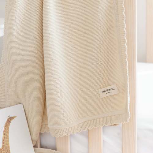 Organic Cotton Scalloped Baby Blanket - Vanilla Natural