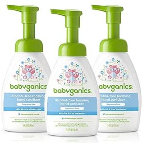 Babyganics Alcohol-Free Foaming Hand Sanitizer, Pump Bottle, Fragrance Free, 8.45 oz, 3 Pack