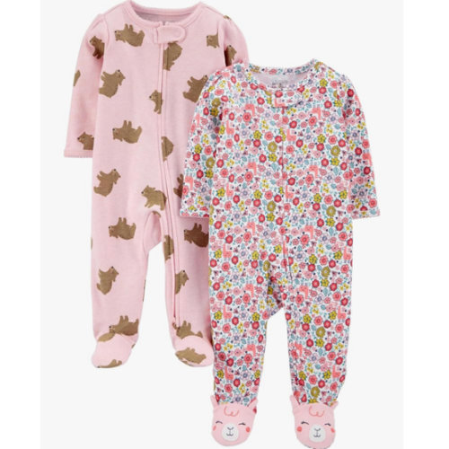 Simple Joys by Carter's Baby Girls' Cotton Footed Sleep and Play, Pack of 2