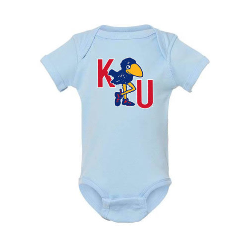 Rally Kansas Jayhawks Baby LIGHT BLUE 1912 Jayhawk W/ KU Initials One Piece - 27240728