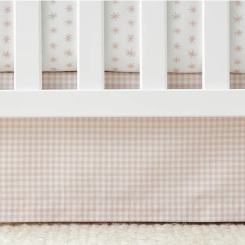 Ditsy Gingham Classic Cool Organic Cotton Percale Tailored Crib Skirt