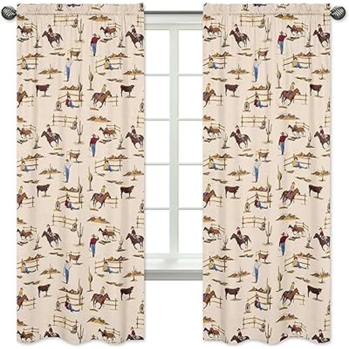 Sweet Jojo Designs Wild West Cowboy and Horses Print Window Treatment Panels - Set of 2