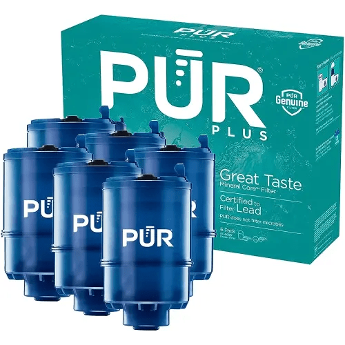 PUR PLUS Mineral Core Faucet Mount Water Filter Replacement (6 Pack) – Compatible With All PUR Faucet Filtration Systems