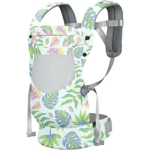 Baby Carrier, Ergonomic, Cozy, Breathable & Lightweight Infant Carriers for 7-66lbs with Lumbar Support, Easy to Wear Hands Free Embrace Toddlers Carrier for 3-36 Months, Foliage