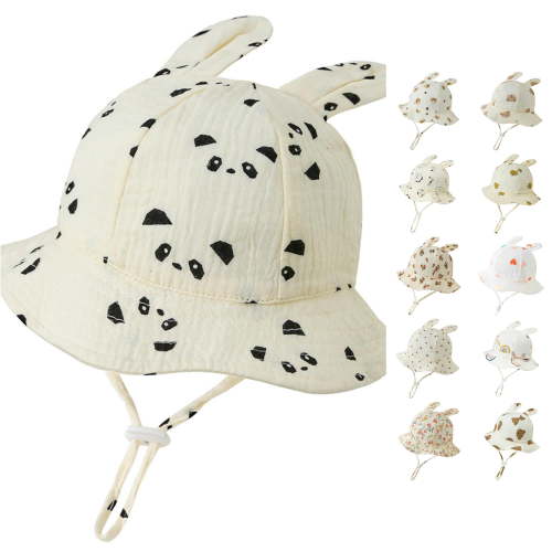 PMVFHDE Pleated Rabbit Ear Fisherman Sun Hat For Baby 0-12 Months