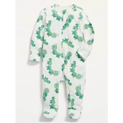 Unisex Caterpillar Print Sleep & Play 2-Way Zip Footed One-Piece for Baby | Old Navy