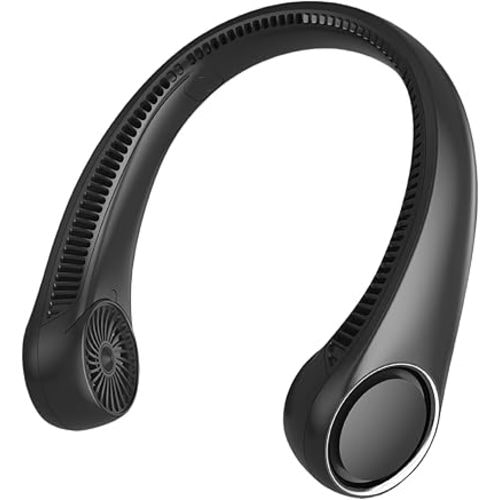 Portable Neck Fan, Hands Free Bladeless, 360° Cooling Personal Fan,Wearable Quiet Fan for Outdoor Indoor, Birthday Gifts for Men Women Mom Dad, 4000mAh Battery USB Rechargeable, 3-Speeds( Black)