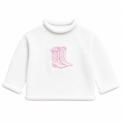 Darling Cowboy Boots Rollneck Sweater - Pink