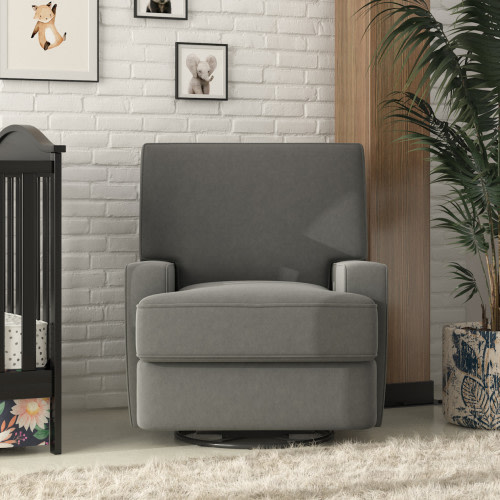 Baby Relax Rylan Swivel Glider Rocker Recliner Chair - Dark Gray Velvet