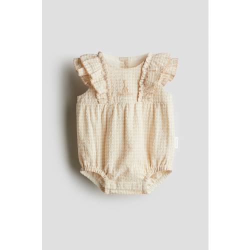 EMBROIDERED-DETAIL SEERSUCKER ROMPER SUIT