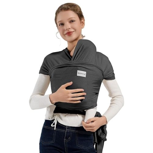 Baby Wraps Carrier, Baby Carrier Wrap Newborn Sling 7-35lbs, Baby Wearing Wrap Newborn Wrap Carrier, Baby Sling Carriers for Newborn and Infant, Grey