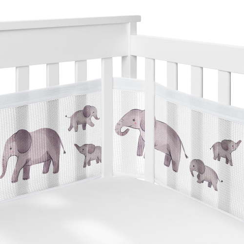 Sweet Jojo Designs + BreathableBaby Watercolor Elephants Boy, Girl, Unisex/Gender Neutral Breathable Mesh Crib Liner