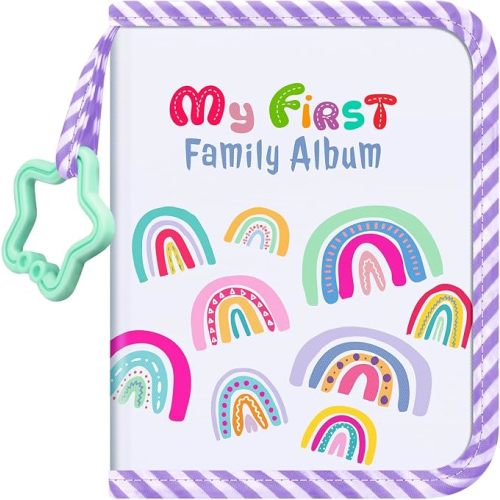 Fintie Baby Photo Album 4x6 Inch, 18 Photos My First Family Album Book with Soft Cloth Cover & Hook for Newborn/Toddlers/Kids/Baby Shower Memory Birthday Gifts, Dreamy Rainbow