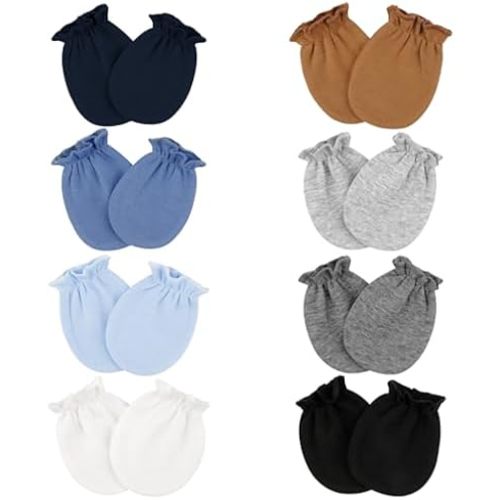 8 Pairs Baby Mittens Newborn No Scratch, Cotton Infant Gloves 0-6 Months